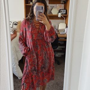 ✨SOLD✨ free people red flowy dress